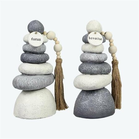 YOUNGS Resin Stacks Wellness Rocks with Beads & Charm, 2 Assorted Color 11532